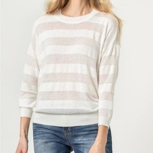 LILLA P Shadow Stripe Jewel Neck Sweater